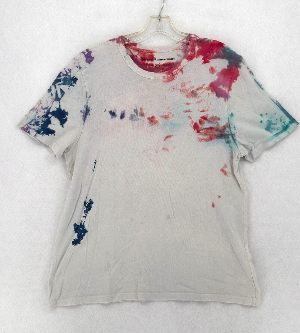 Stoned Immaculate One of a Kind White Tie Dye Short Sleeve T Shirt Sz 2X